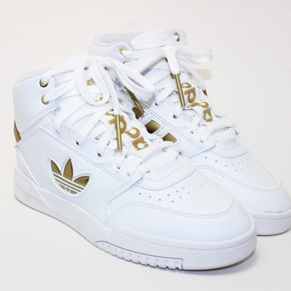 Adidas Drop Step XL High Top White/Gold Sneakers Men's 5 NWT!  (FW2040)